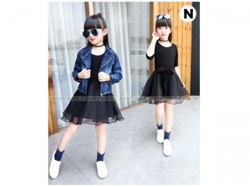 setelan dress jaket denim